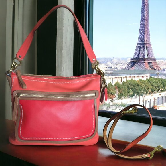 Coach Handbags - COACH "POPPY" 22432 Leather Color Block Perri Hippie Conv Shoulder/Cross…